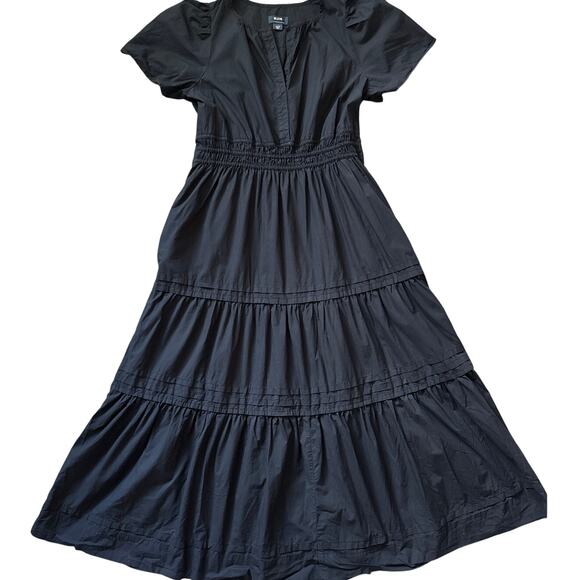 Anthropologie Maeve Poplin Cotton Somerset Maxi Dress Black Size Large - Picture 4 of 11